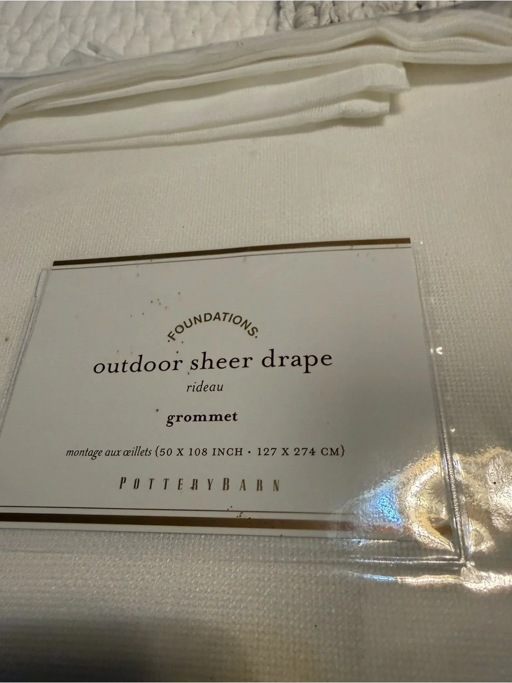 NWT Pottery Barn Sheer Outdoor Curtain Panels 50x108 White - Set of 2
